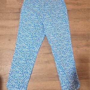 Soft Surroundings Pants XL Blue Aqua Abstract Print Pull On Stretch Cotton